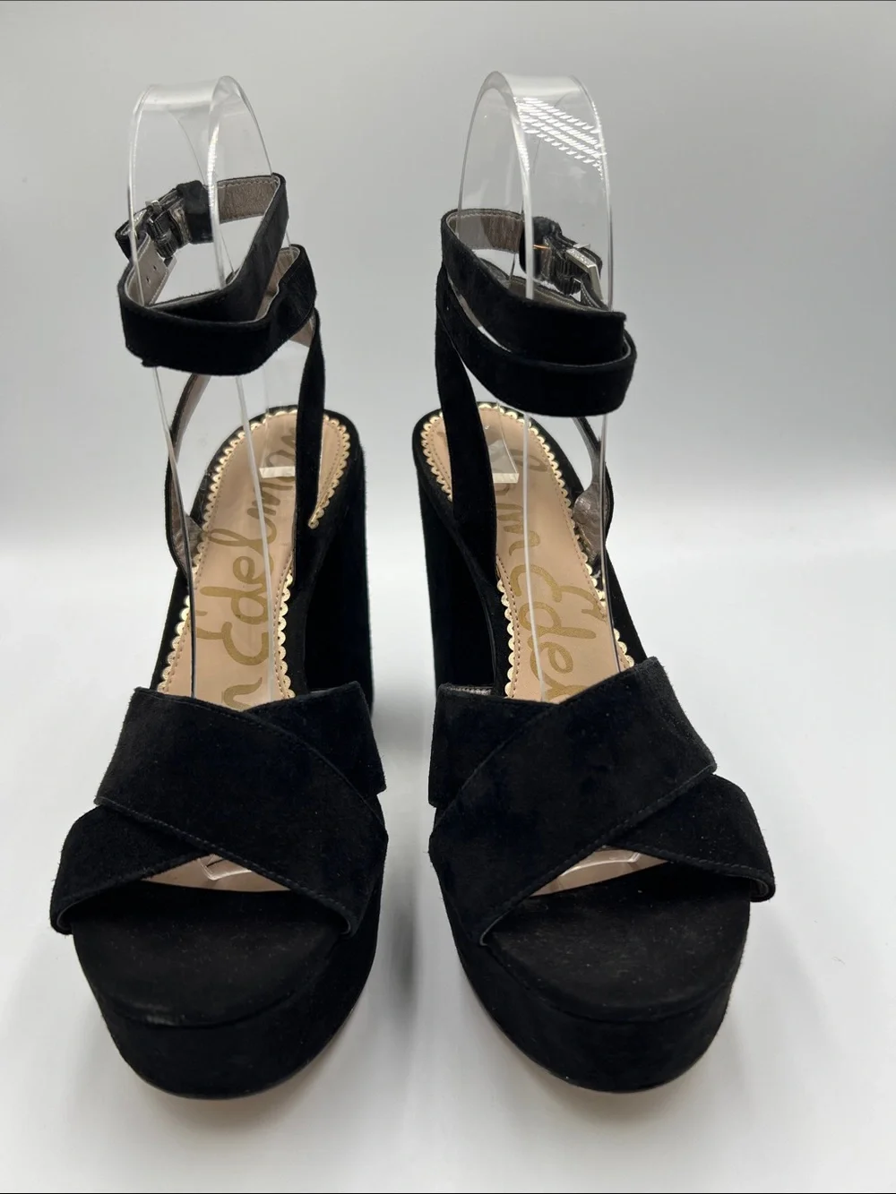 Sam Edelman Black Suede Platform Block Heel Sandals